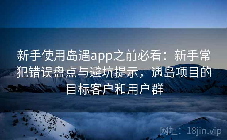 新手使用岛遇app之前必看：新手常犯错误盘点与避坑提示，遇岛项目的目标客户和用户群