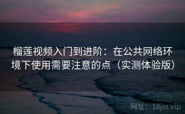 榴莲视频入门到进阶：在公共网络环境下使用需要注意的点（实测体验版）